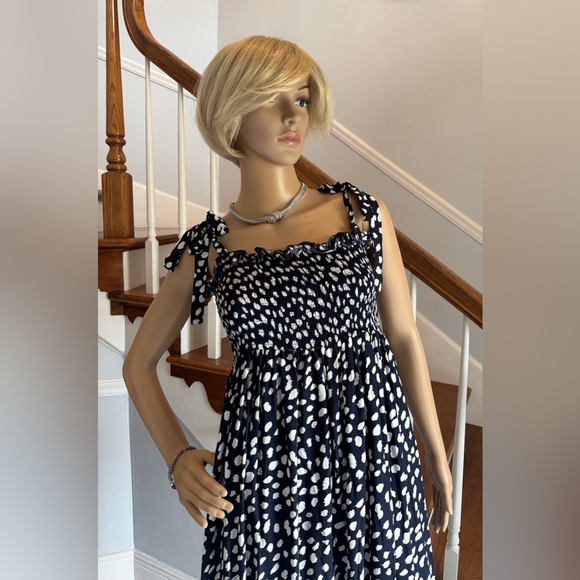 R. Vivimos Boho Smocked Black Polka Dot Ruffle Dress Sz. XL 16-18 - Picture 5 of 10